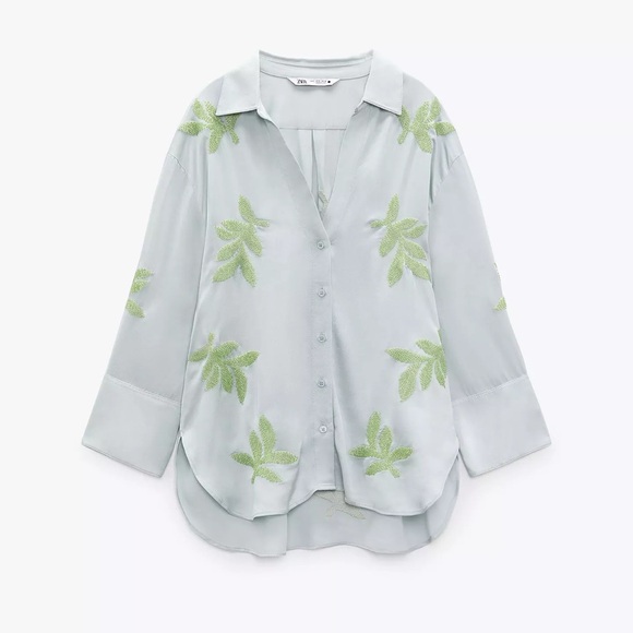 Zara beaded leaf embroidered shirt & pants - Picture 3 of 10